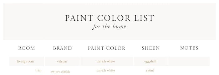 组织这种免费的油漆颜色在家德赢备用线路里打印油漆颜色表格