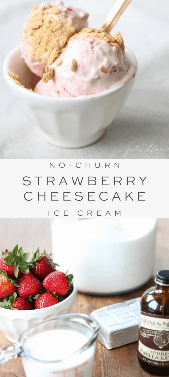 草莓芝士蛋糕冰淇淋中的白色碗，覆盖文字，冰淇淋成分，糖，草莓，奶油和香草GydF4y2Ba